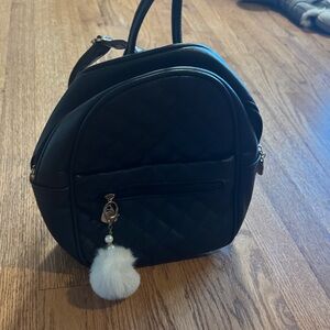 Small Faux Leather Black Women's Backpack